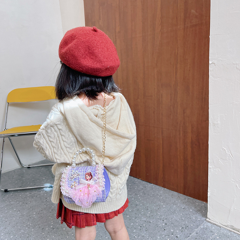 New children's bags, fashionable princess single-shoulder crossbody bag, Korean version cute pearl girl handbag, trendy wholesale Application Scenario