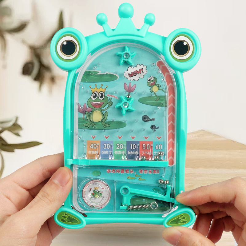 Frog Pinball machine, pinball machine toy, game console, small pendant, kitten fishing, Dinosaur Hole Play, fun and educational children's toys packaging Application Scenario