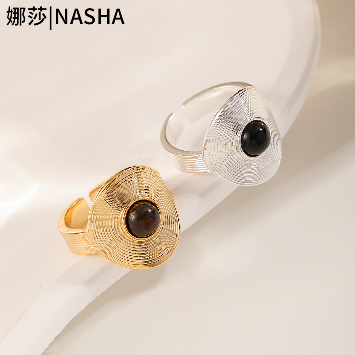 Nasha Cross-border exclusive Maelad-style ring with natural stone inlay, a niche, high-end, and light luxury women's ring