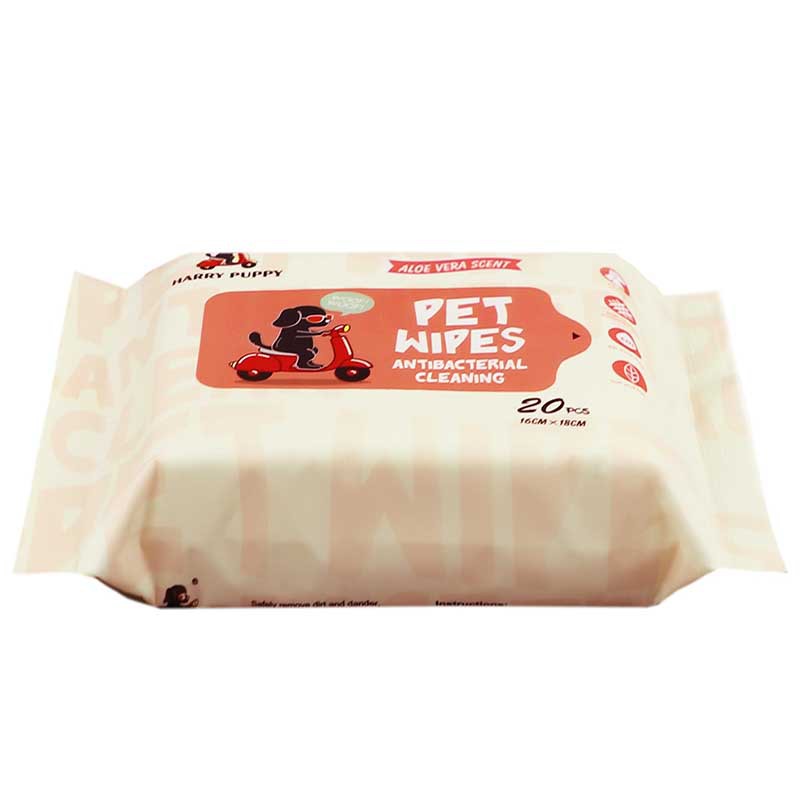 20 portable pet wet wipes for foreign trade English, suitable for sterilization, deodorization and odor removal, and suitable for cats and dogs to remove tear stains Item Picture