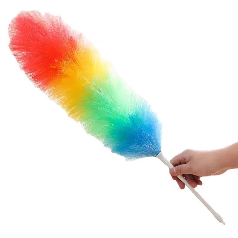The manufacturer supplies plastic round head electroplated handle dust duster, feather duster, and soft feather remover, which are selling well across borders details Picture