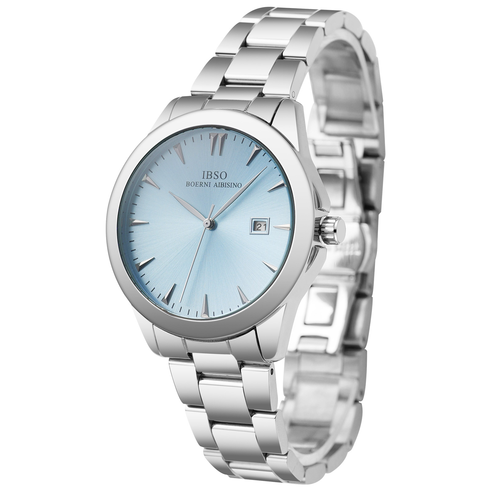 IBSO's fashionable men's quartz watch with steel band, a simple and versatile casual wristwatch, is a cross-border bestseller Specification image