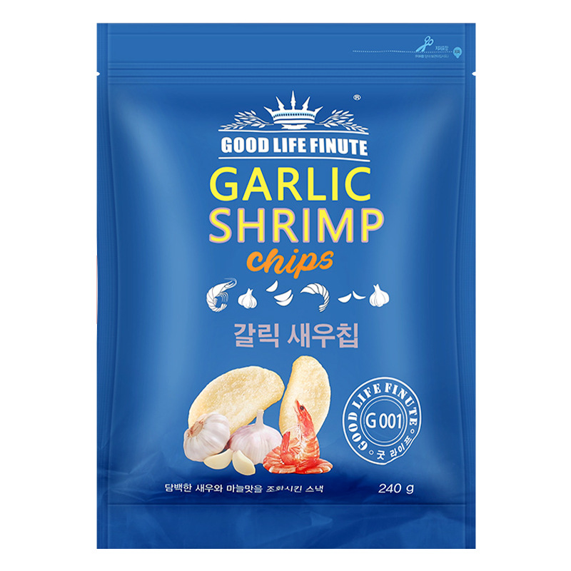 Korean imported garlic-flavored shrimp chips 300g, super large package, fresh shrimp chips, potato chips, office snacks, puffed snacks Application Scenario