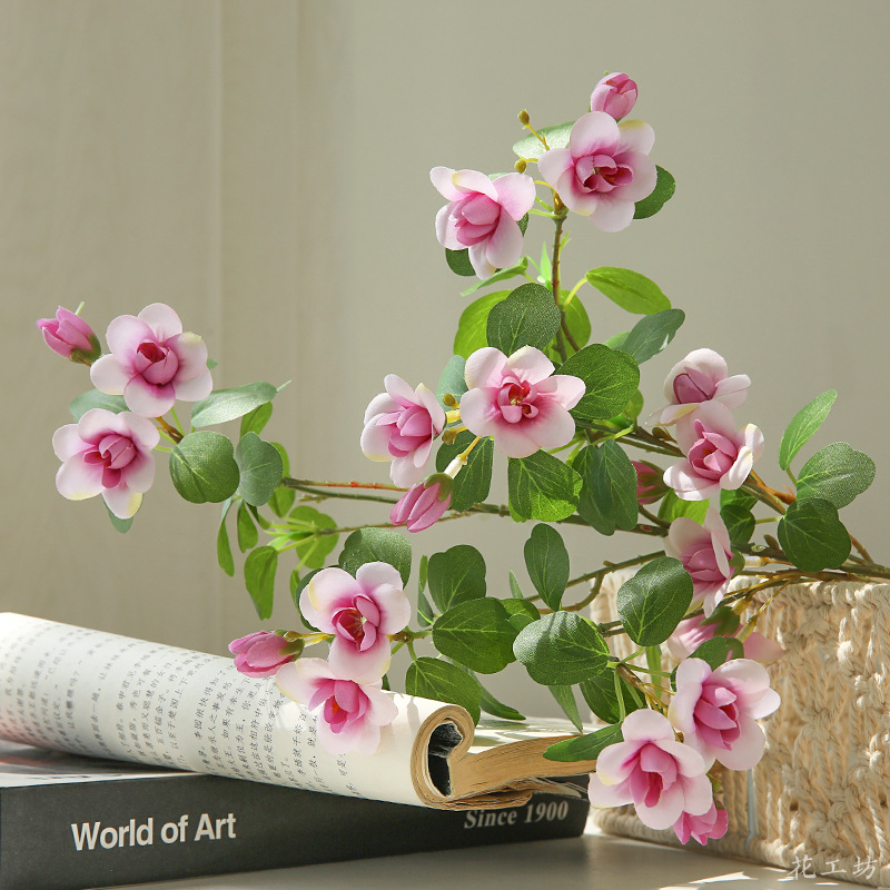 仿真多头小蔷薇轻奢氛围感插花假花摆设客厅永生花花束仿生花摆件