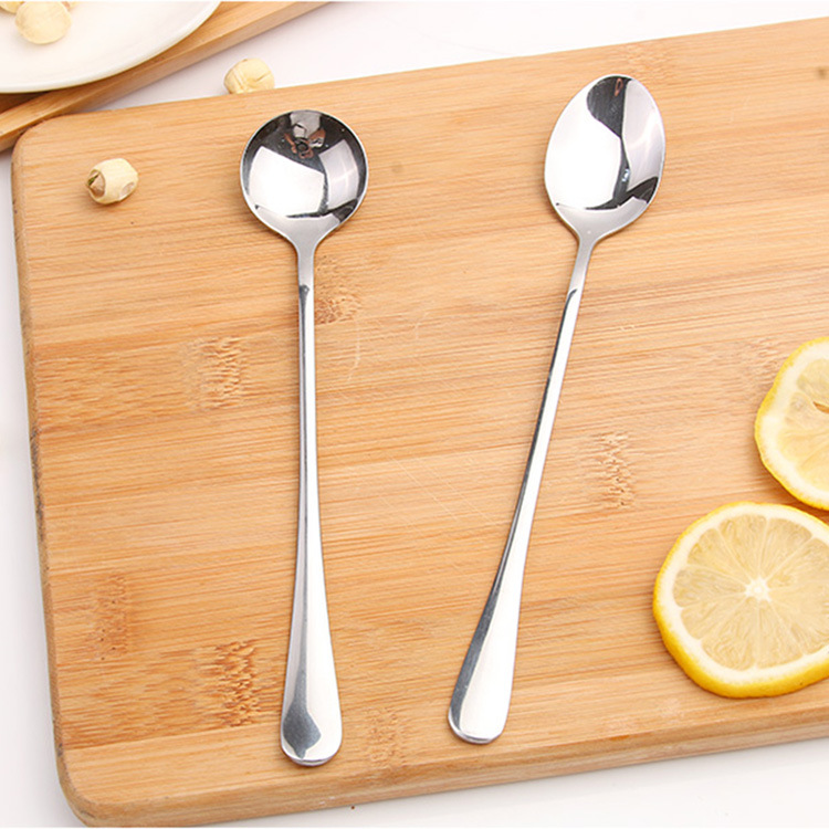 Creative stainless steel long-handled spoon, household restaurant mixing spoon, coffee spoon, Korean dessert and milk tea small spoon details Picture
