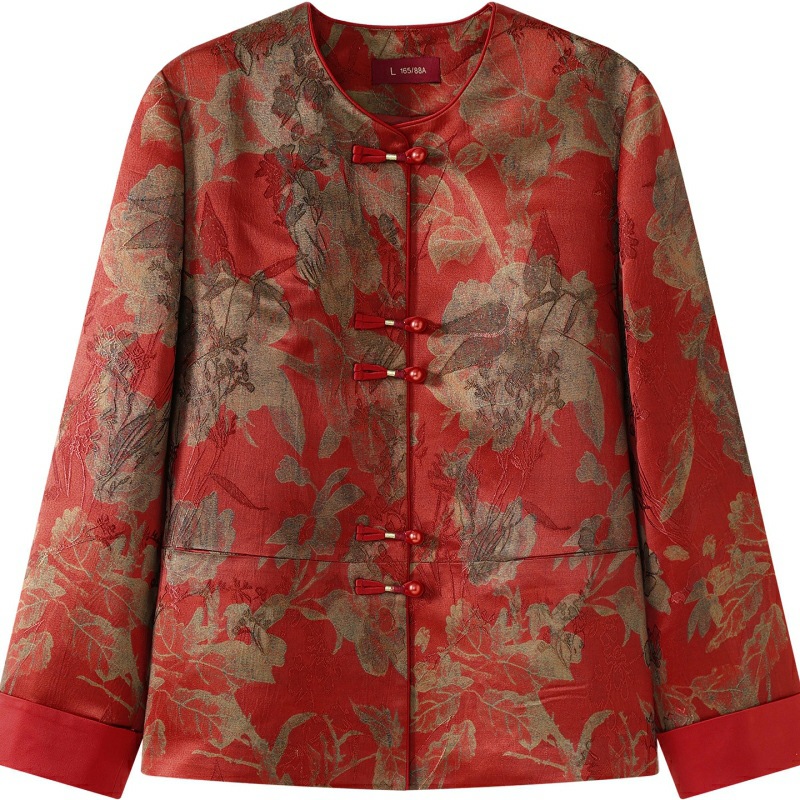 The new Chinese-style spring coat for mothers in the national trend is elegant and grand. It is a high-end and wealthy coat for middle-aged and elderly women in spring and autumn. It is a traditional Chinese jacquard top Item Picture