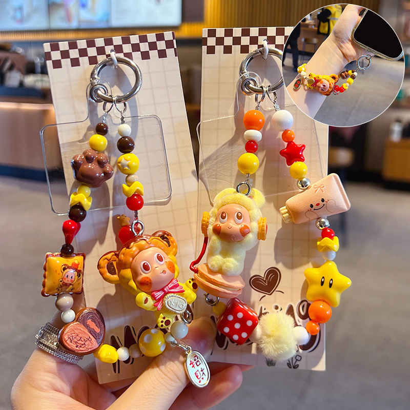 手工diy星星人公仔串珠手机链条挂件萌粒改娃包包钥匙扣挂饰配件