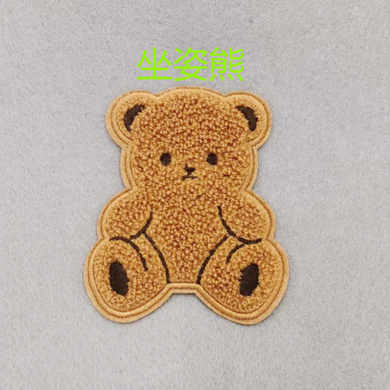 Soft plush computer-embroidered badge gingerbread man towel embroidered large checkered bear rabbit patch Specification image