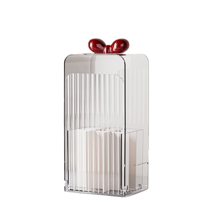 PET desktop makeup brush storage rack, flip-top eyebrow pencil and eyeshadow brush storage rack, mouth red lip gloss compartmentalized storage box Item Picture