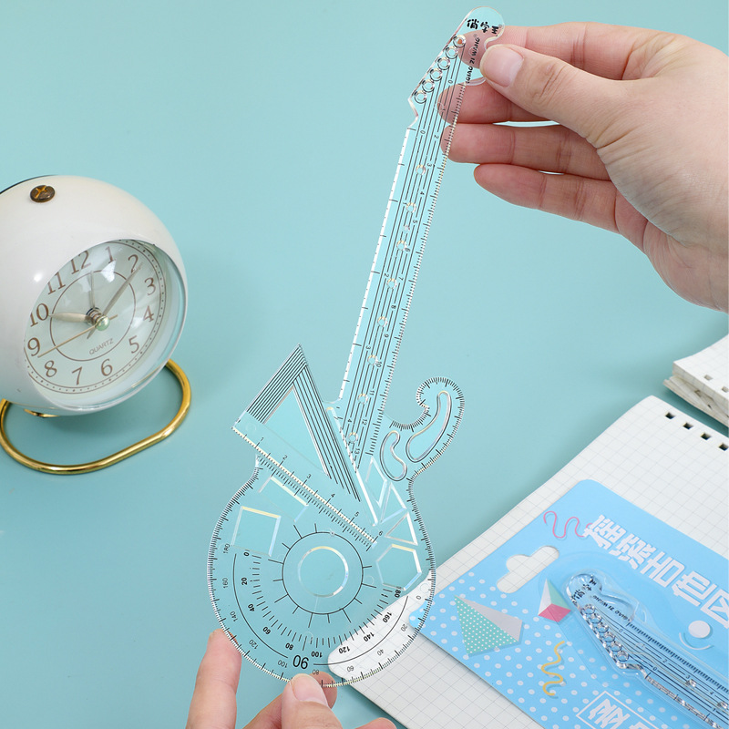 The new internet-famous guitar ruler set has multiple functions, a high appearance level, multiple uses for convenience, and contains a straight ruler, a triangular compass Application Scenario