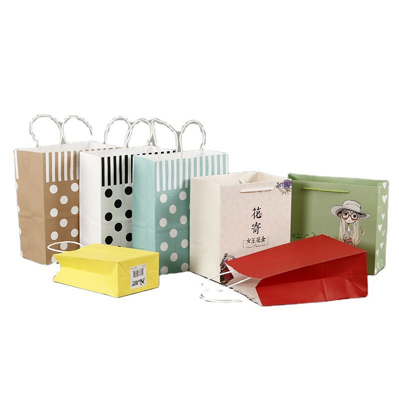 Ready-made kraft paper bags, milk tea takeout packaging, hand-held paper bags, gifts, clothing, shopping, white kraft paper bags Item Picture