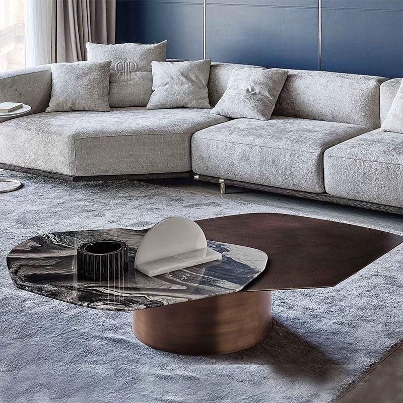 Rugiano客厅轻奢大理石旋转茶几创意式极简设计师高级感组合茶几