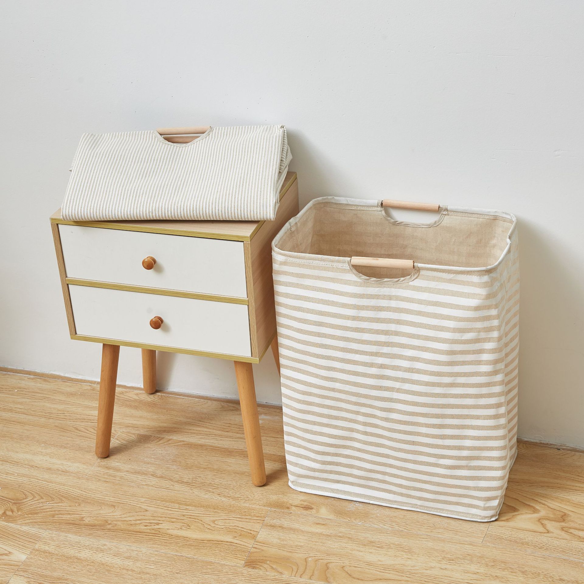 Dirty clothes storage basket, bamboo fabric storage basket, Japanese dirty clothes basket, laundry basket, Nordic dirty clothes basket, folding Specification image