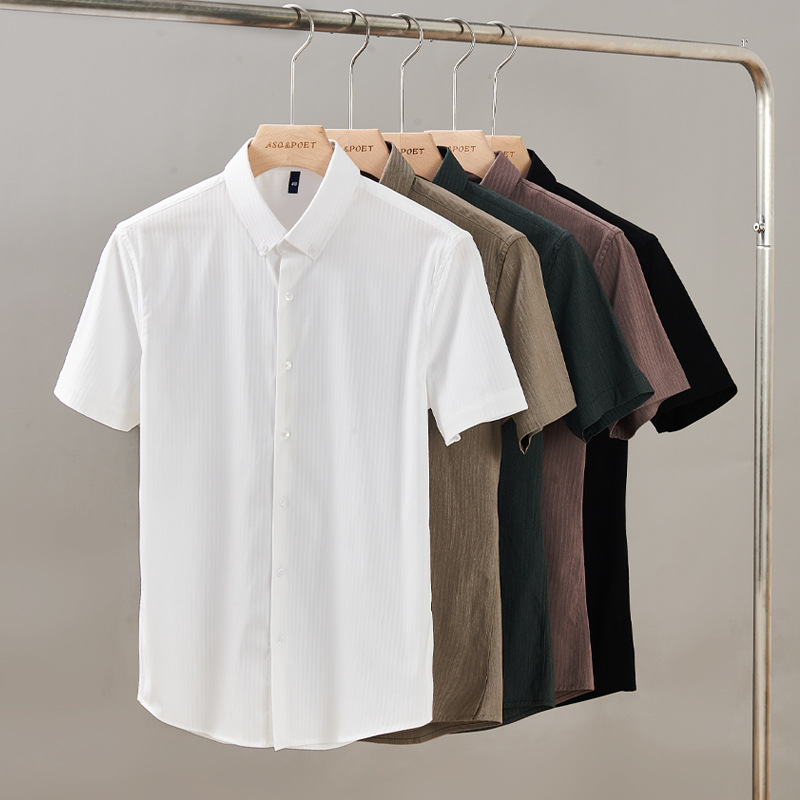 Custom-made short-sleeved shirt for men, casual formal wear, business light luxury, high-end work men's top, white shirt Specification image