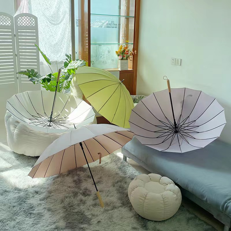 日系小清新16骨直杆自动雨伞长柄晴雨伞遮阳防晒男女雨伞大号雨伞