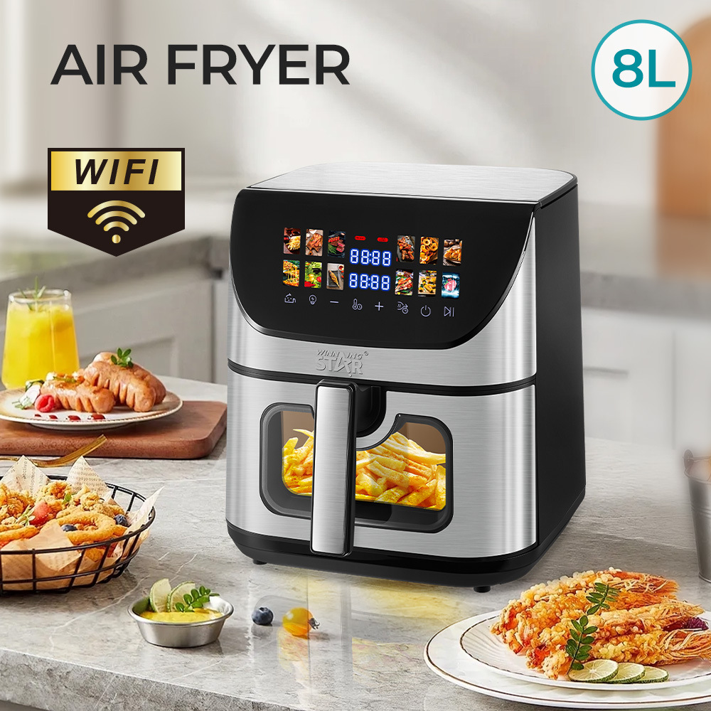 winningstar Cross-border 8L Full Touch Screen Digital Display WIFI multi-functional Air fryer for French Fries, Egg tarts and Grilled meat Application Scenario