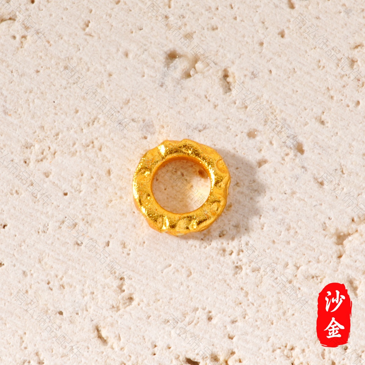 New ancient-style sand gold circular ring with concave dot spacers and beads, high-end DIY bracelet and necklace accessories Application Scenario