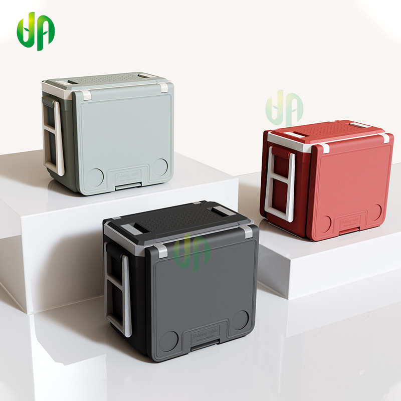 Custom-made outdoor folding camping table, insulated box, portable barbecue and picnic 46-liter multi-functional pull rod table and chair refrigeration box