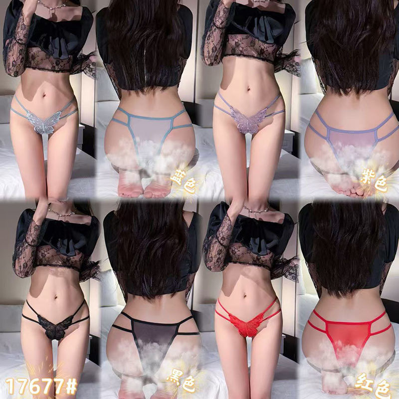 New mesh women's butterfly-embroidered underpants - sexy, thin straps, comfortable, seamless, low-waisted T-shaped underpants for women Application Scenario
