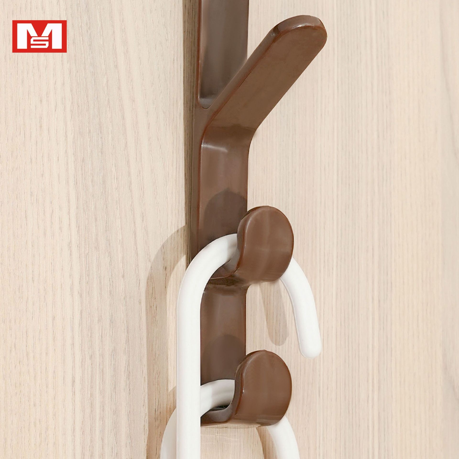 日本MS 2074门后挂钩三钩收纳挂袋手袋钩子厨房挂钩浴室挂钩衣钩