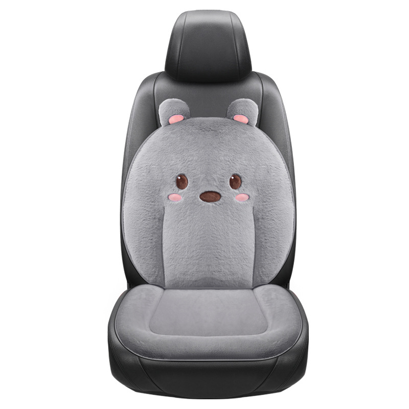 汽车坐垫冬季短毛绒卡通网红车载垫秋冬坐垫工厂直销抖音天猫代发                              白底实物图