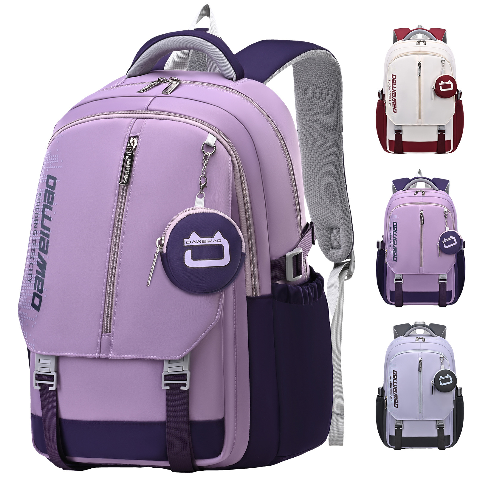 The 2025 new type of wholesale schoolbag for foreign trade is simple and versatile. It has a large capacity and can be carried on both shoulders by male and female primary, junior and senior high school students