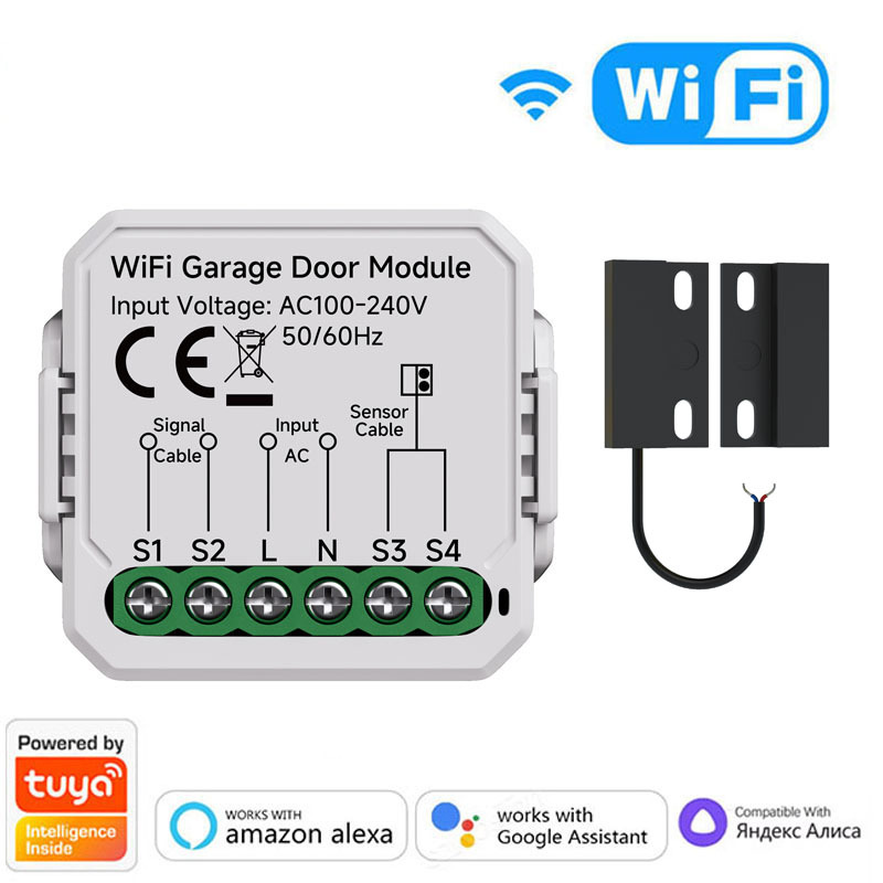 The intelligent wifi/zigbee garage door module switch is voice-controlled for remote timed opening and closing of the roller shutter door details Picture