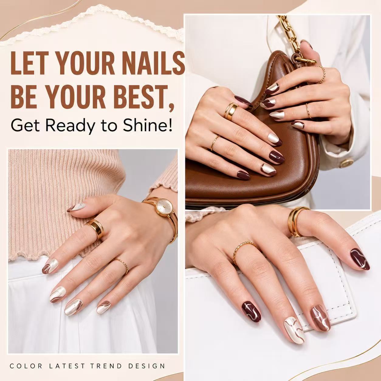 The new 12-color coffee-colored nail polish is non-peelable and does not require baking. It is exclusively available for cross-border use in oily nail art details Picture