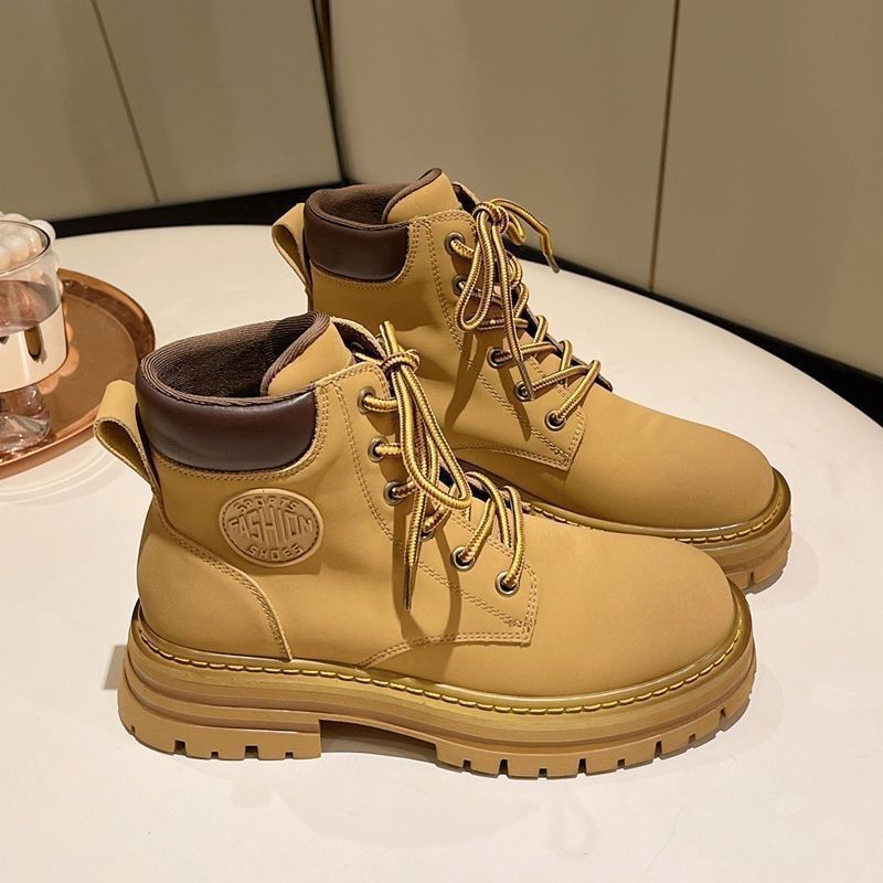 跨境专供内增高马丁靴女2025新款大黄靴女款户外厚底百搭短靴鞋