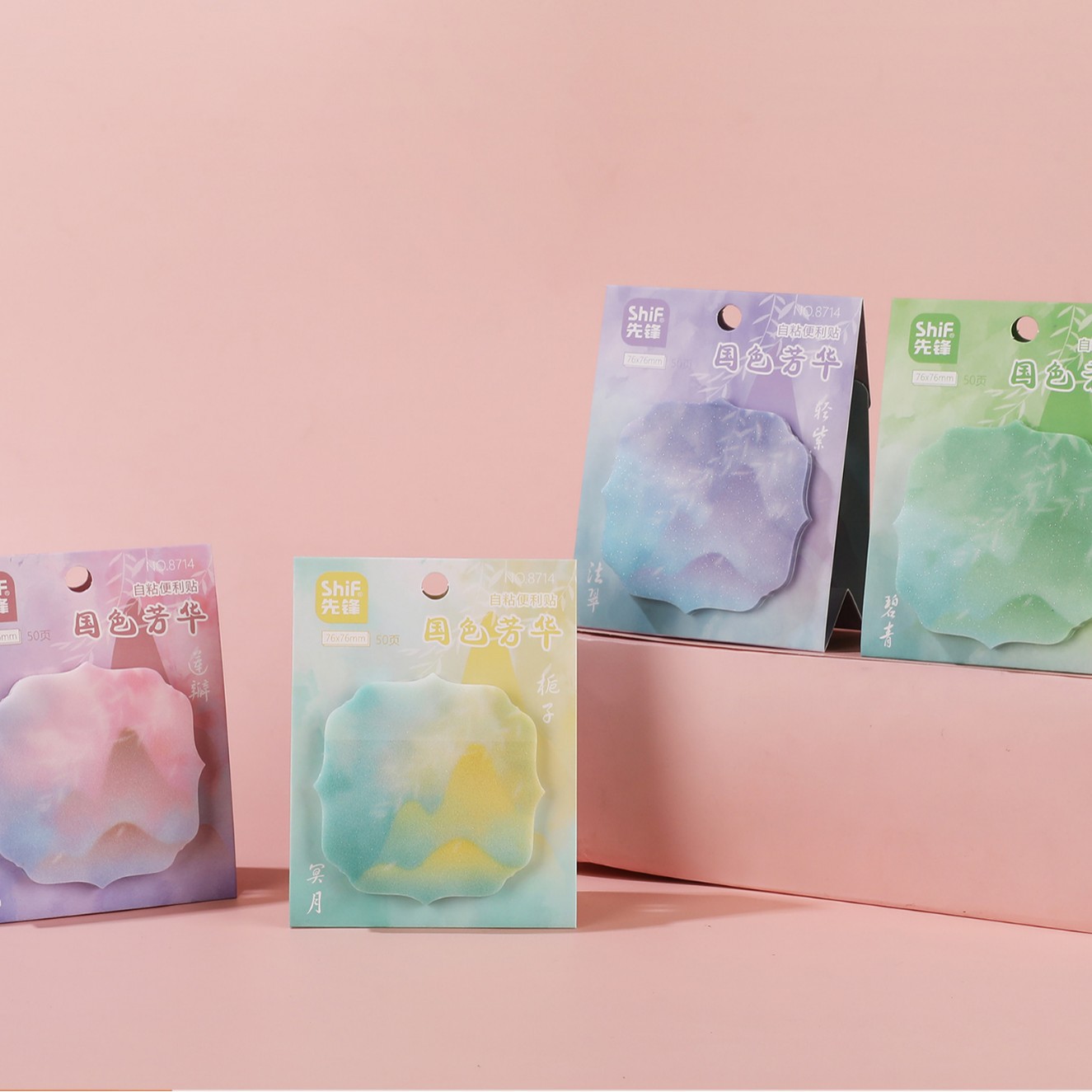 Pioneer 8714 reveals a three-dimensional sticky note book with Chinese style color collision, tear-off message sticky note book, and student memo book details Picture