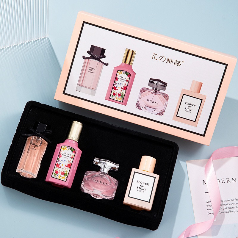Cross-border Women's Perfume: Long-lasting Fragrance - Flower Story Four-piece Set - Flower Blooming Gift Box Perfume Wholesale details Picture
