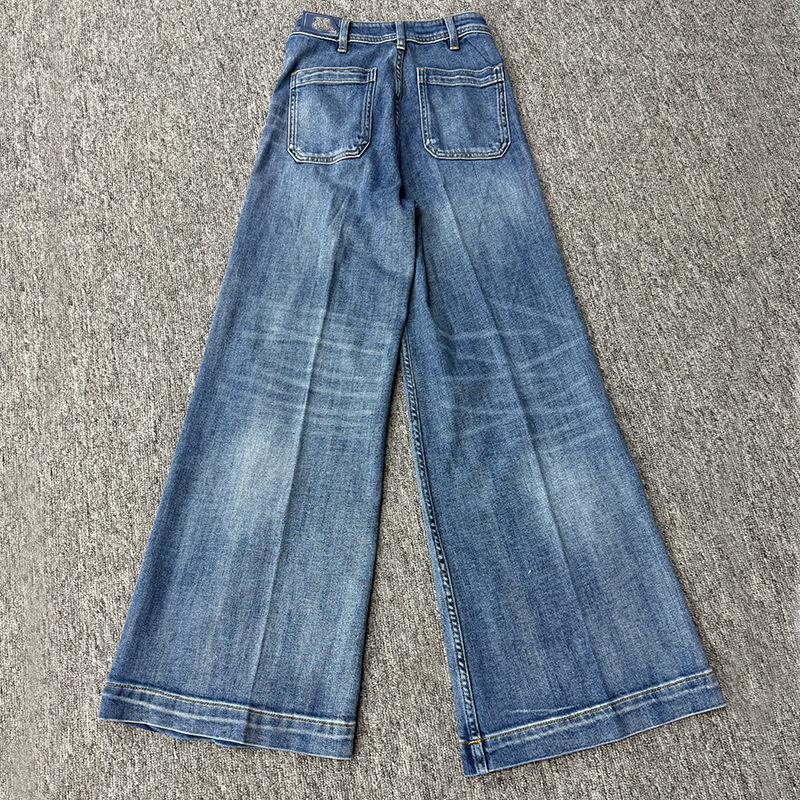 PL blue jeans for men and women, high-waisted loose, casual, versatile, wide-leg trousers with patch pockets, European and American style 2026 new style Application Scenario