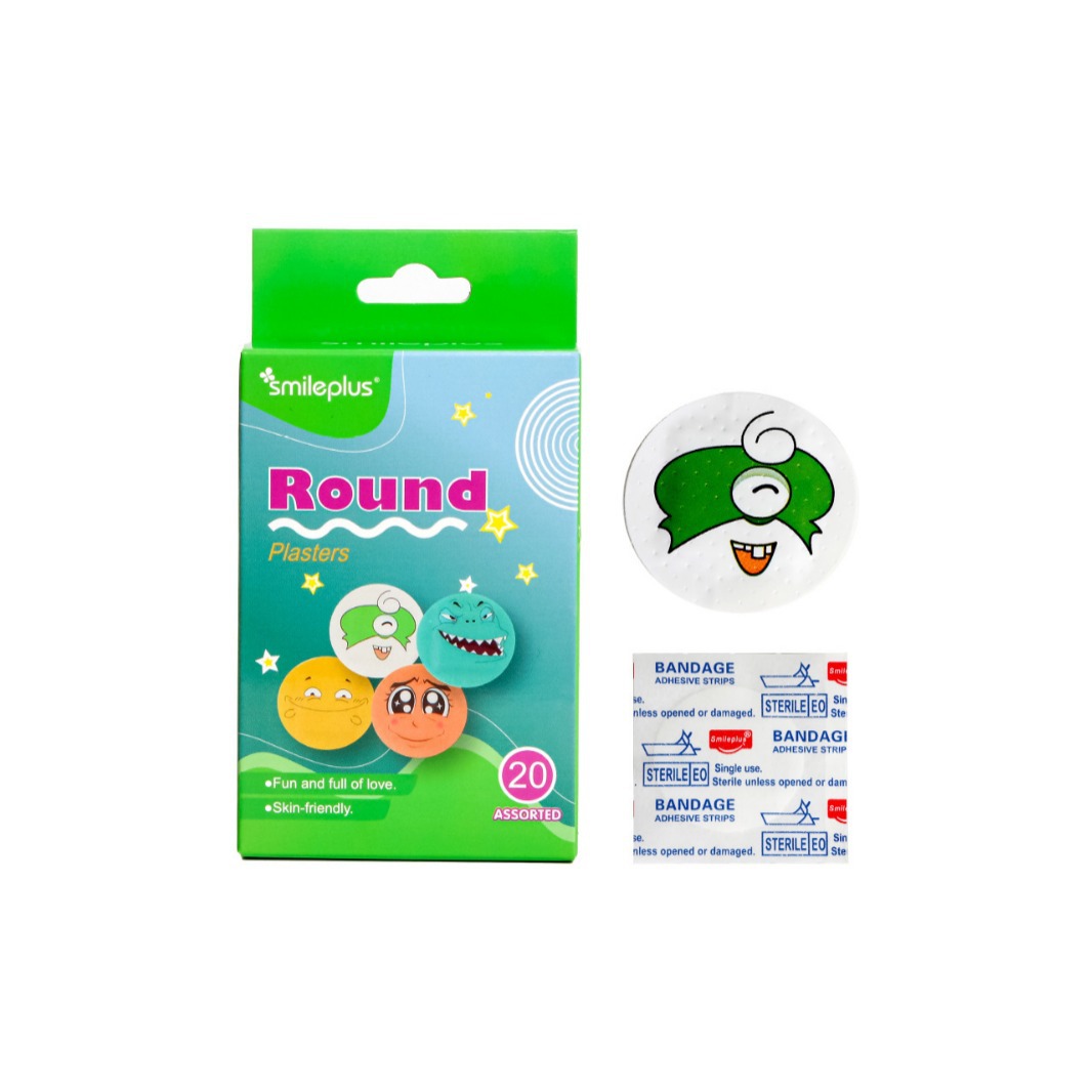 厂家直销20片卡通圆片PE创口贴小圆片多种儿童图案仅供外贸白底实物图