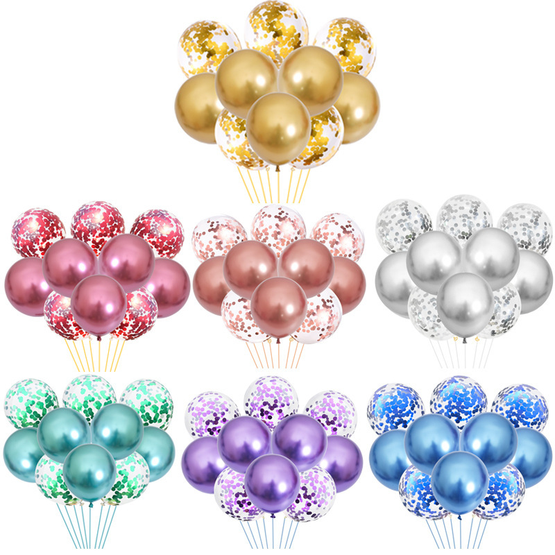 12-inch sequined latex balloon set, a popular birthday party decoration, transparent oversized balloons, party decoration balloons details Picture