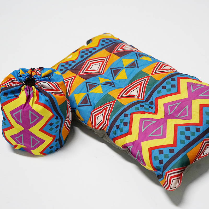 Inflatable ethnic-style printed pillows, sleeping pillows, car travel pillows, backrest pillows, outdoor leisure camping storage air pillows Application Scenario