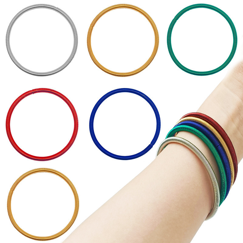 Cross-border elastic pressure steel ring bracelet toy wholesale decoration activity meridian silver wrist massage spring bracelet