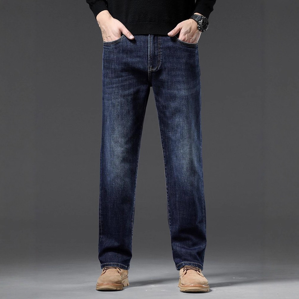 High-end men's 2026 Spring and Autumn new style versatile and fashionable high-waisted loose straight stretch men's denim trousers Specification image