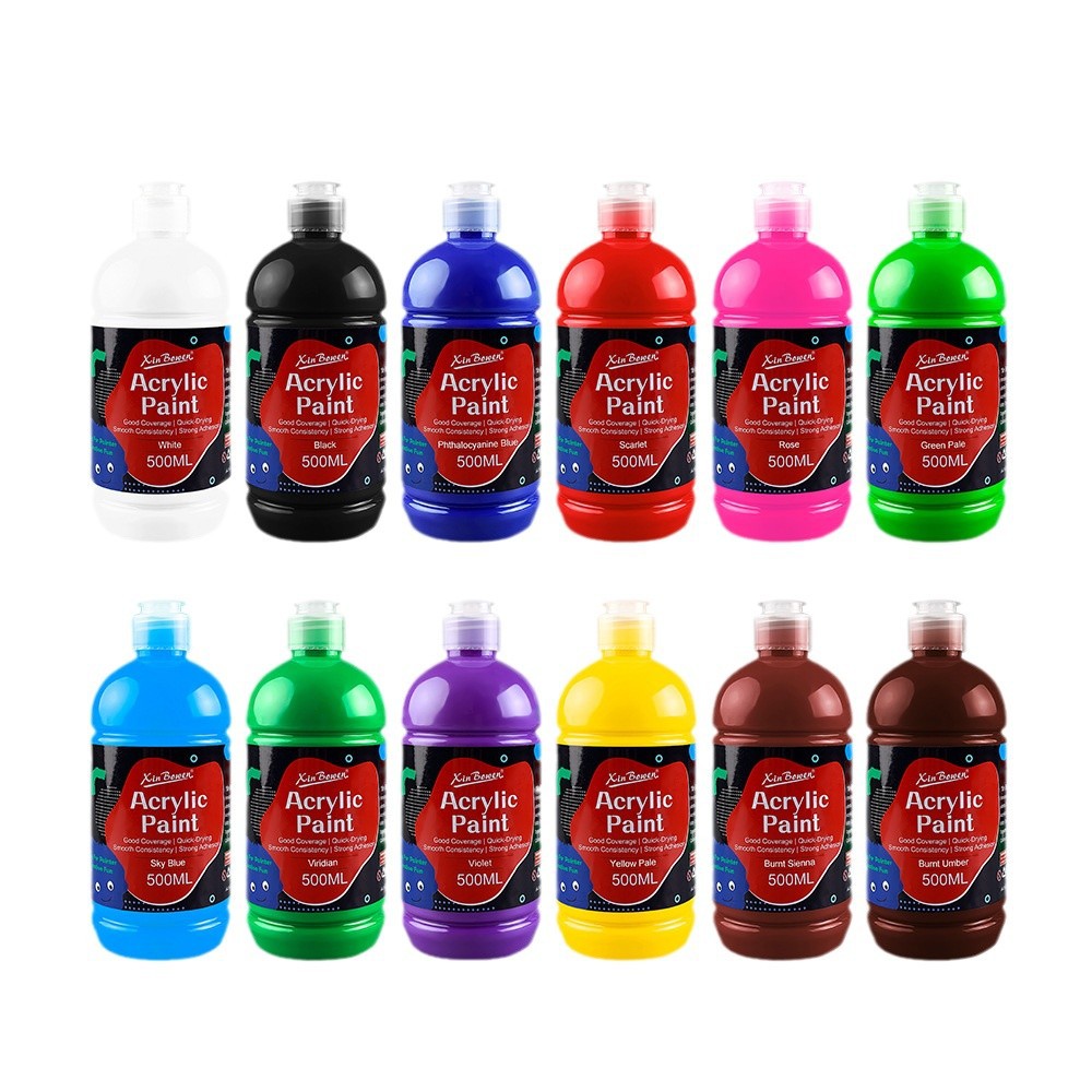 Pintura acrílica cross-border 500ml12 colores botella única dibujo especial para estudiantes de arte pintura de pared waterproof DIY pigmento Item Picture