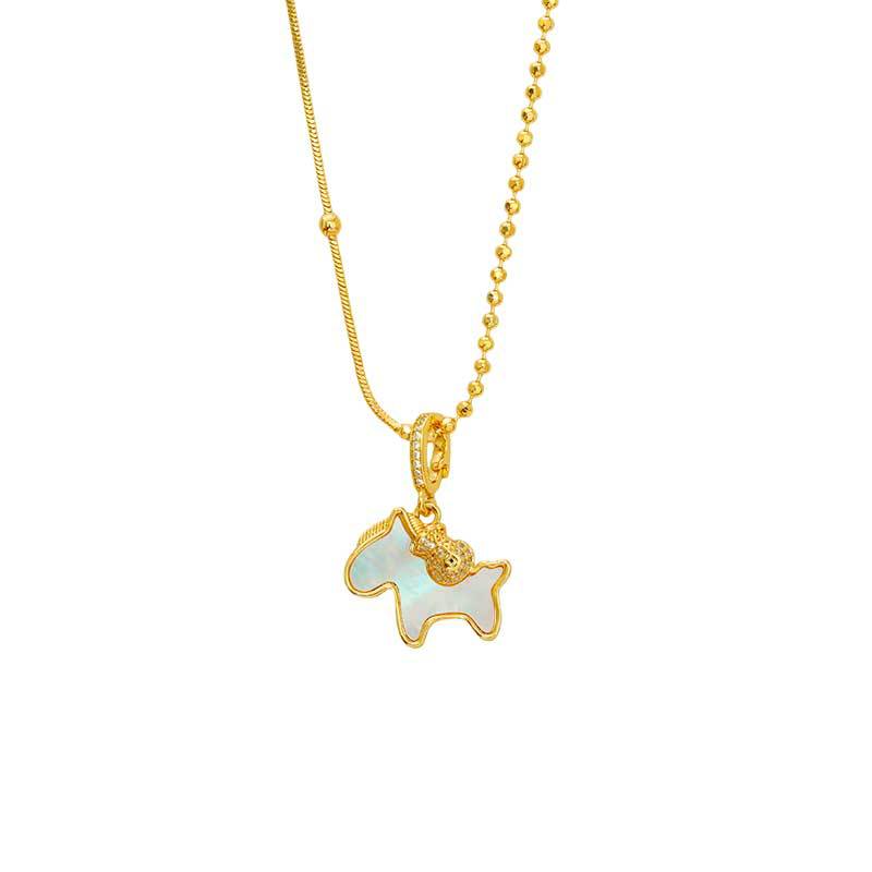 Hyacinth Douyin bestseller, "Money is Coming Soon" pendant necklace, fashionable and light luxury white mother-of-pearl, high-end and versatile neck chain, sweater chain Item Picture