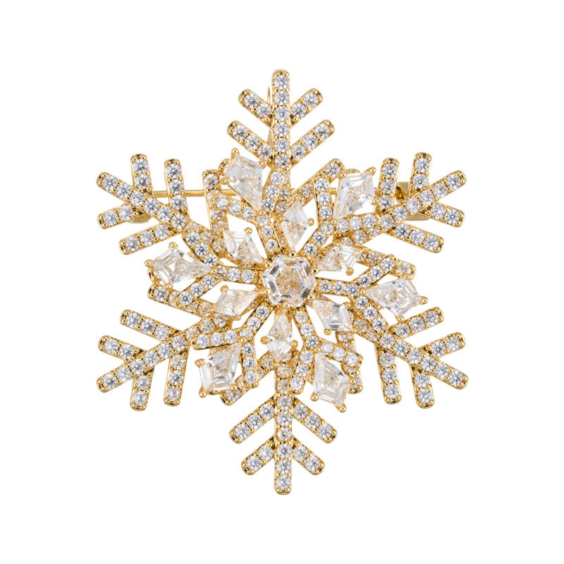 Original design rotatable snowflake brooch with a light luxury and high-end feel, ice crystal texture three-dimensional multi-layer exquisite brooch Item Picture
