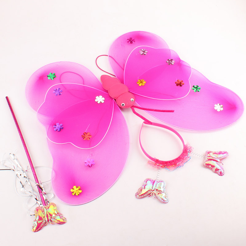 Double-layer angel glowing butterfly wings three-piece set for Children's Day performance costumes and props wholesale details Picture