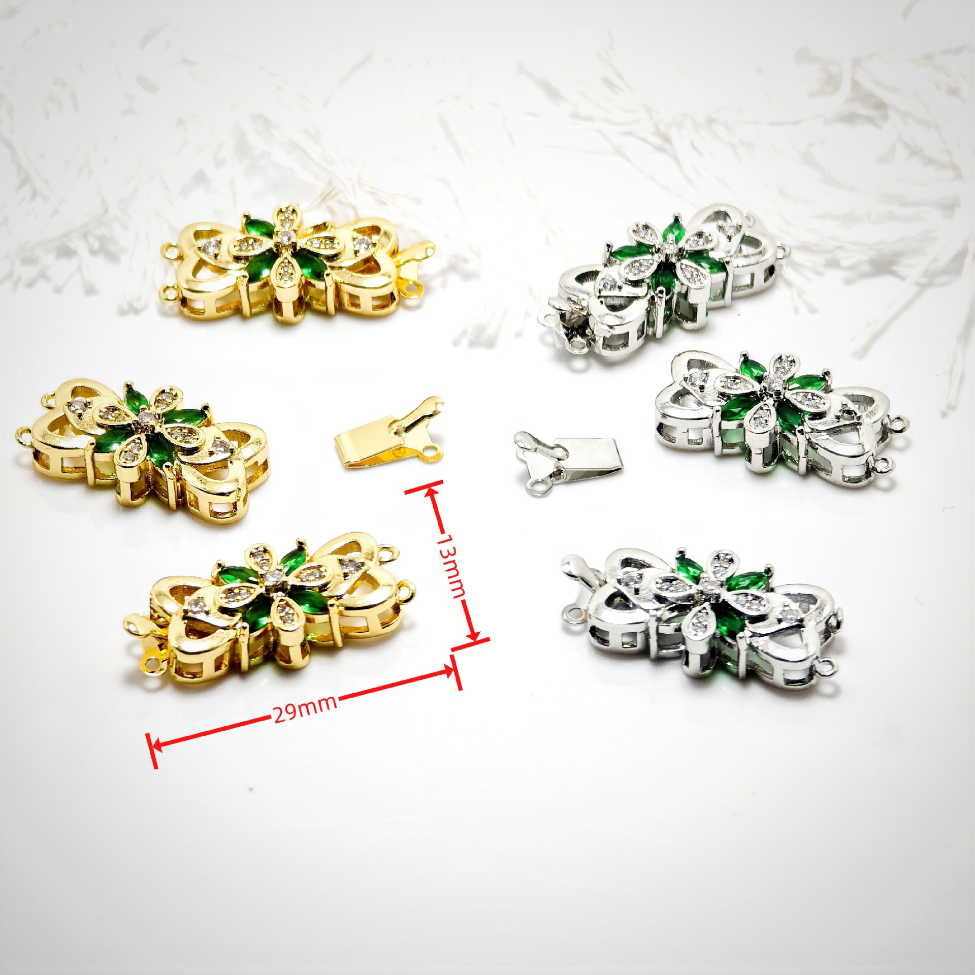 High color retention, real gold plating, double hanging, zirconium pearl buckle, pin, buckle necklace, connecting buckle head, DIY jewelry bracelet Specification image