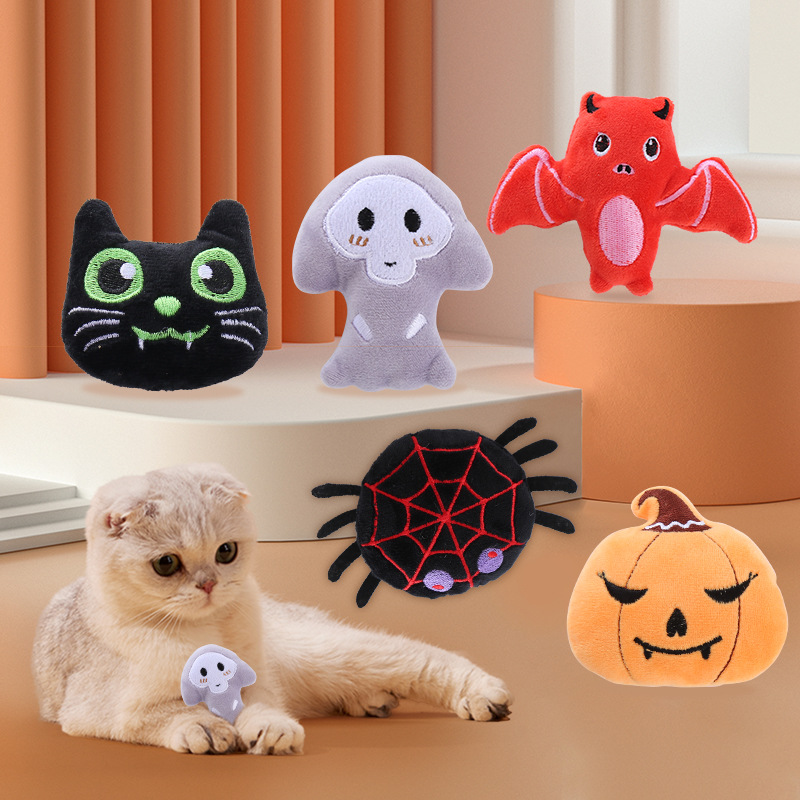 Wholesale pet supplies: Halloween pumpkin-shaped cat toys, catnip cat toys, teething cats, and durable cat toys details Picture