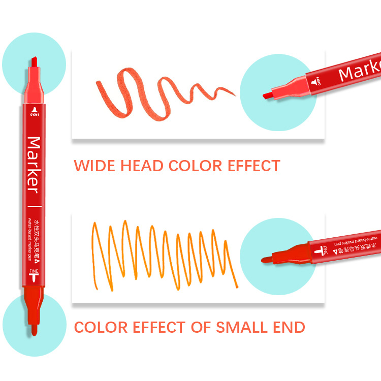24-color non-toxic and washable marker pen square handle children's double-pointed marker pen set details Picture