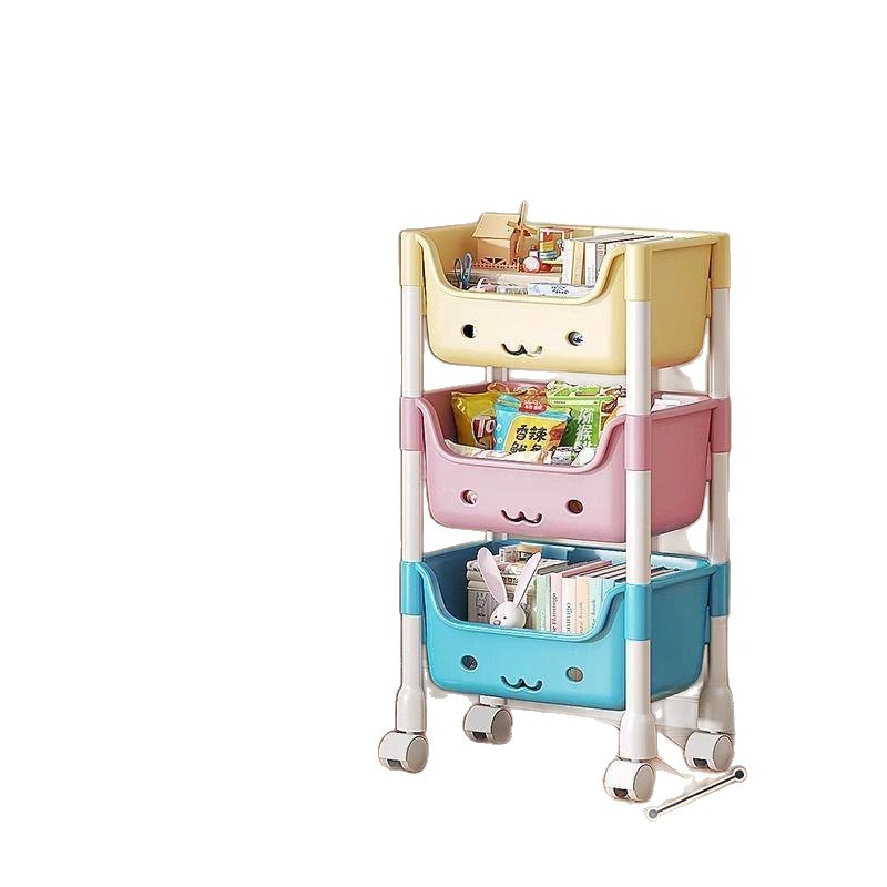 Colorful cartoon storage, folding shopping cart, push-pull truck, supermarket portable small trolley, shopping cart, convenient storage Item Picture