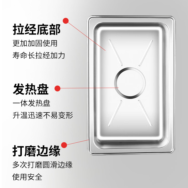 Electric heating buffet stove, flip cover stainless steel buffet stove, hotel tableware, square breakfast stove, insulated pot, commercial Specification image