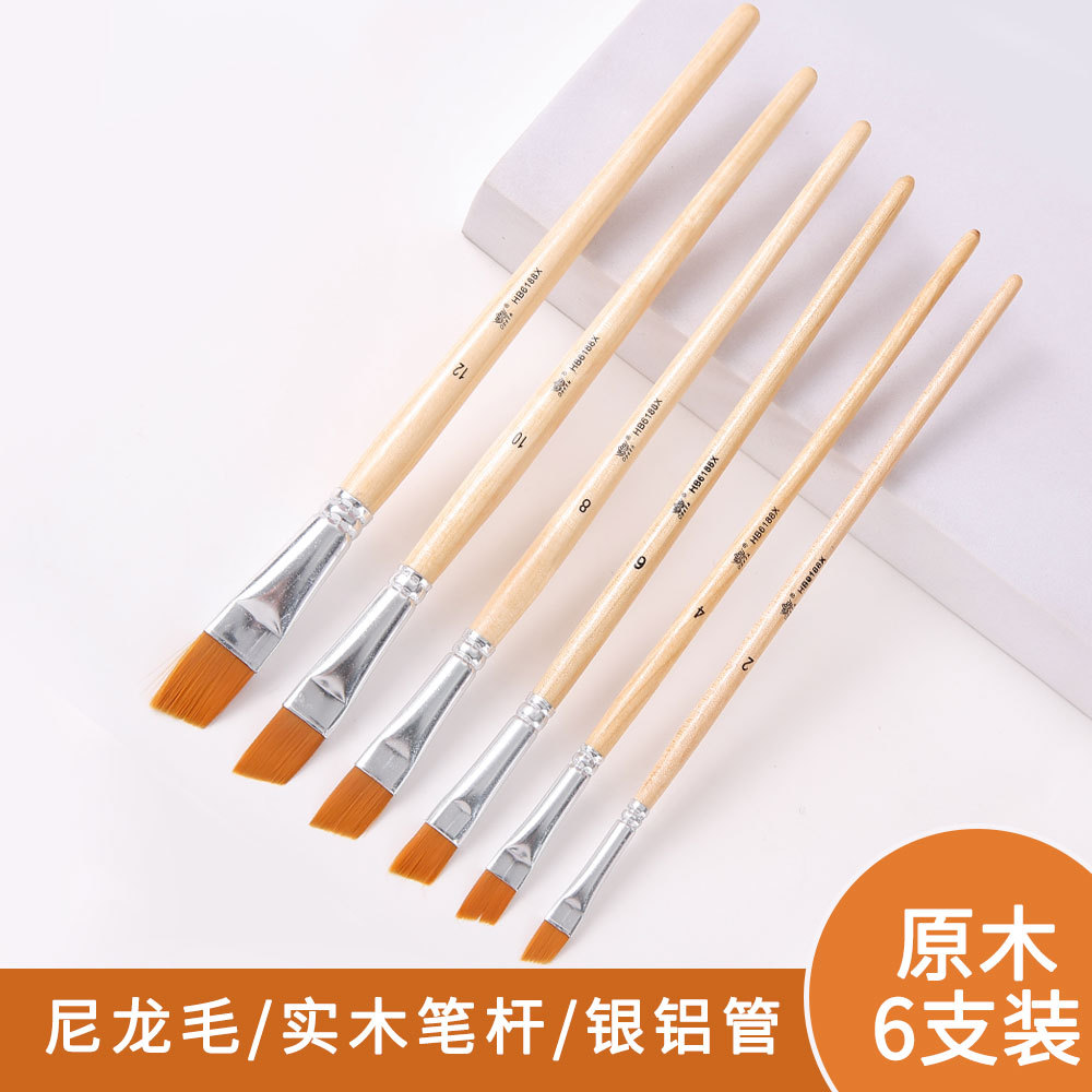 Cross-border 6-piece set: Nylon brush, oil brush, watercolor brush, art painting brush, gypsum ceramic brush, wooden brush Cross-border 6-piece set: Nylon brush, oil brush, watercolor brush, art painting brush, gypsum ceramic brush, wooden brush