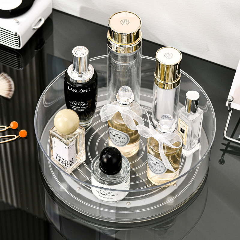 外贸PET化妆品护肤品客厅透明桌面果盘零食糖果盒坚果旋转收纳盒细节图