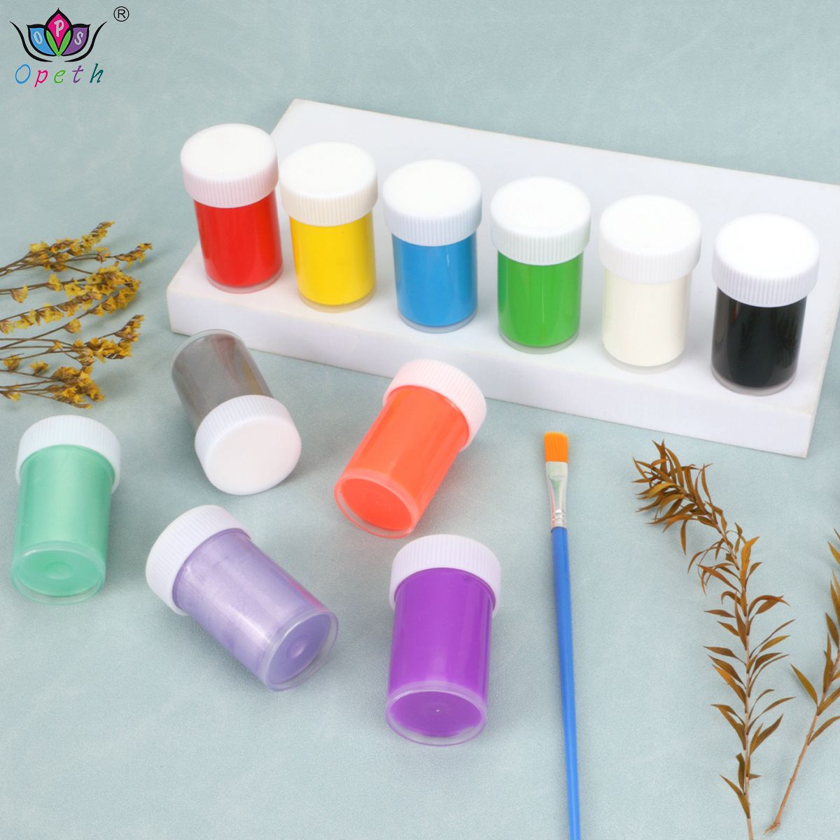 Cross-border acrylic metal paint set of 6 colors 22ml glass textile water Easter Egg Painting Graffiti paint Specification image
