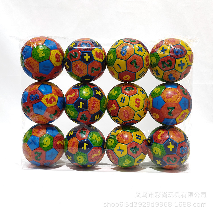 7cm彩印海绵实心球弹力球儿童益智早教教学减压数字足球幼儿园玩